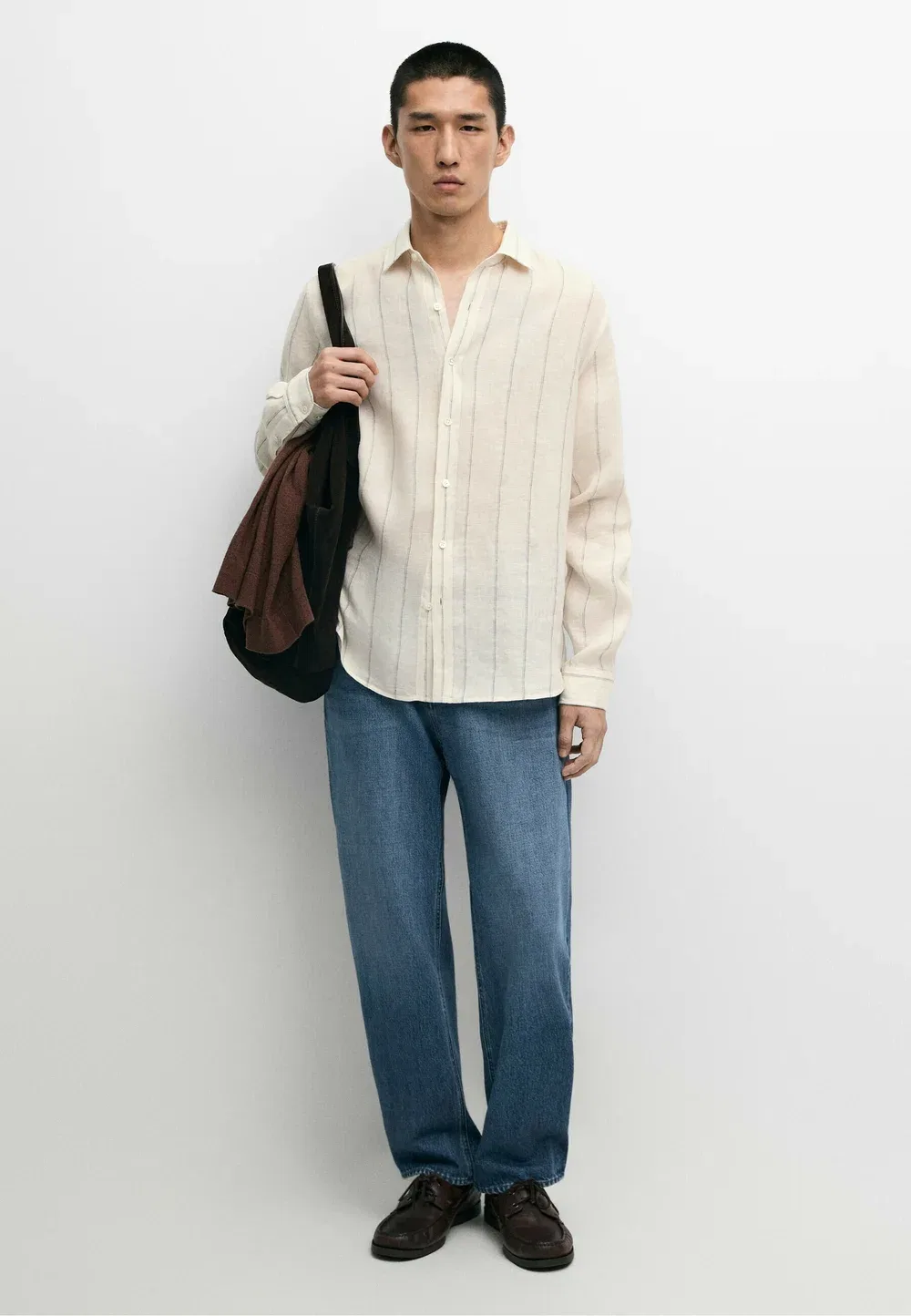 Джинсы прямого кроя - джинсы свободного кроя Massimo Dutti, Dark Blue — фото 2
