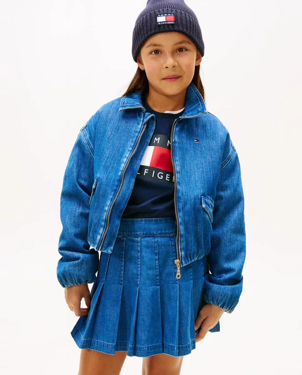Детская джинсовая куртка для девочек с вышивкой Tommy Hilfiger, Azul
