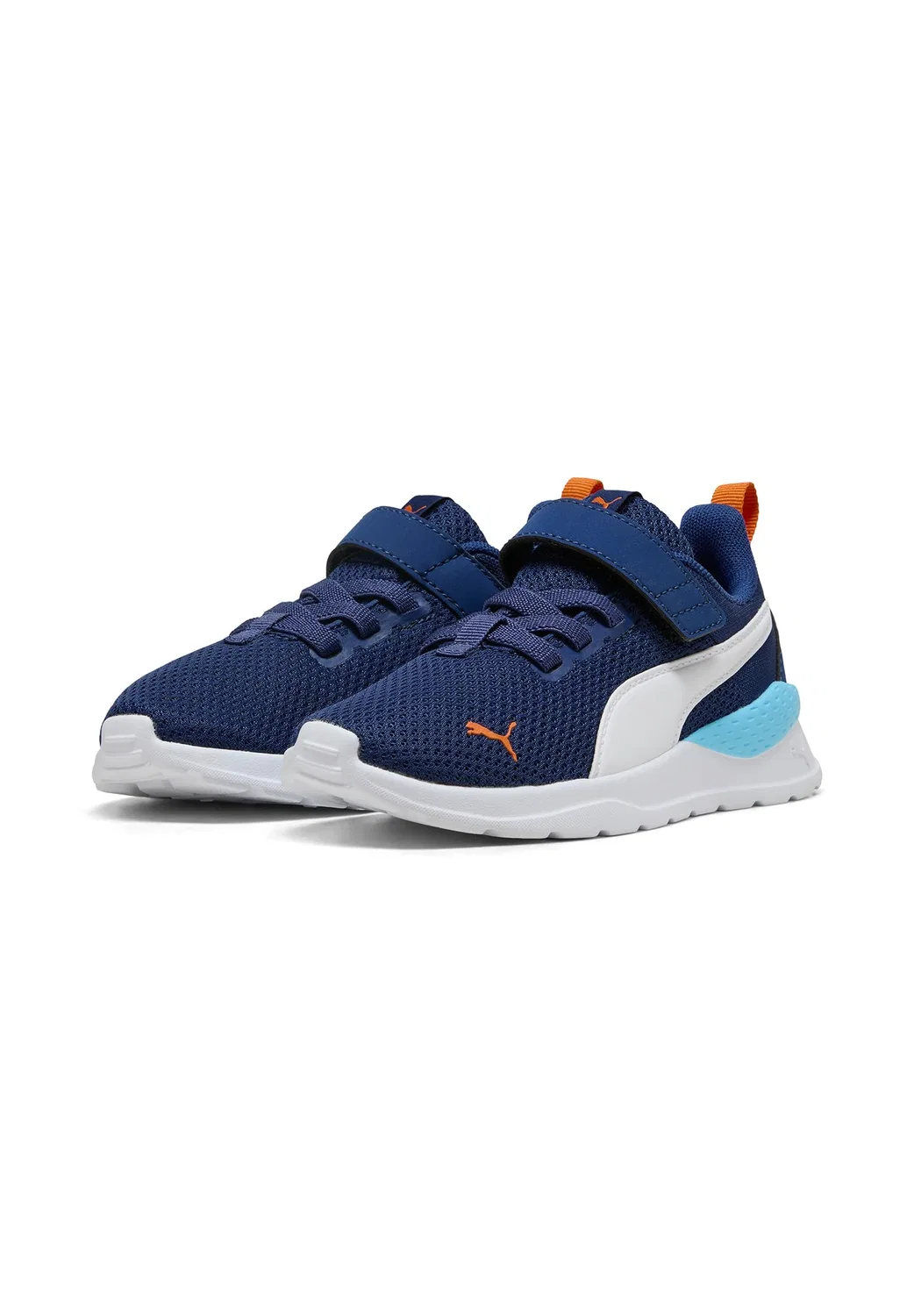 Детские кроссовки для мальчиков с сетчатым верхом PUMA, Blue Jewel White Vermillion Orange