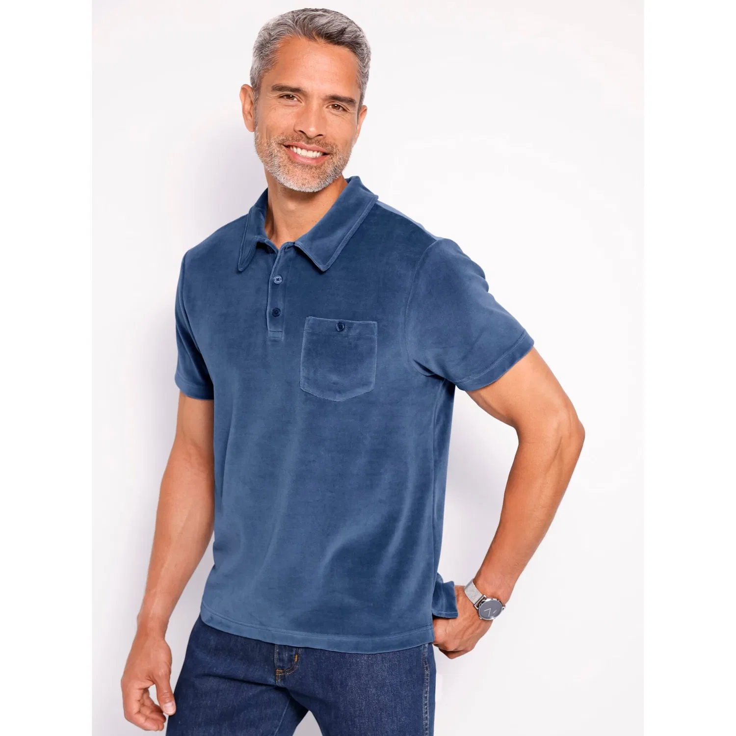 Детское поло с коротким рукавом Classic, Jeansblau