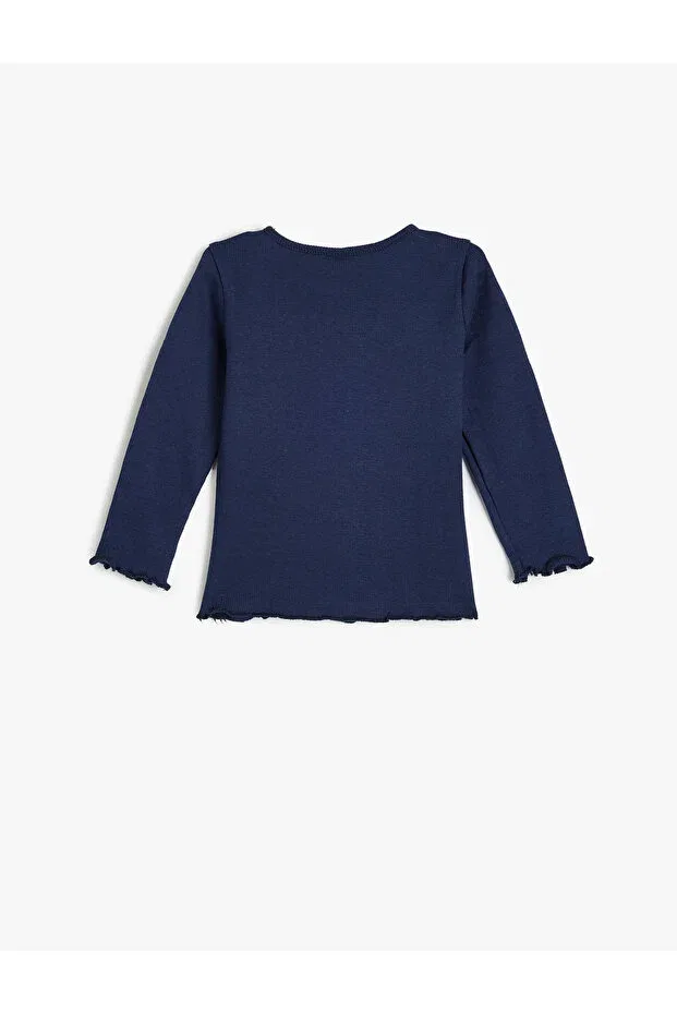 Детская футболка с длинным рукавом с вышивкой Star Koton, Navy Blue — фото 2