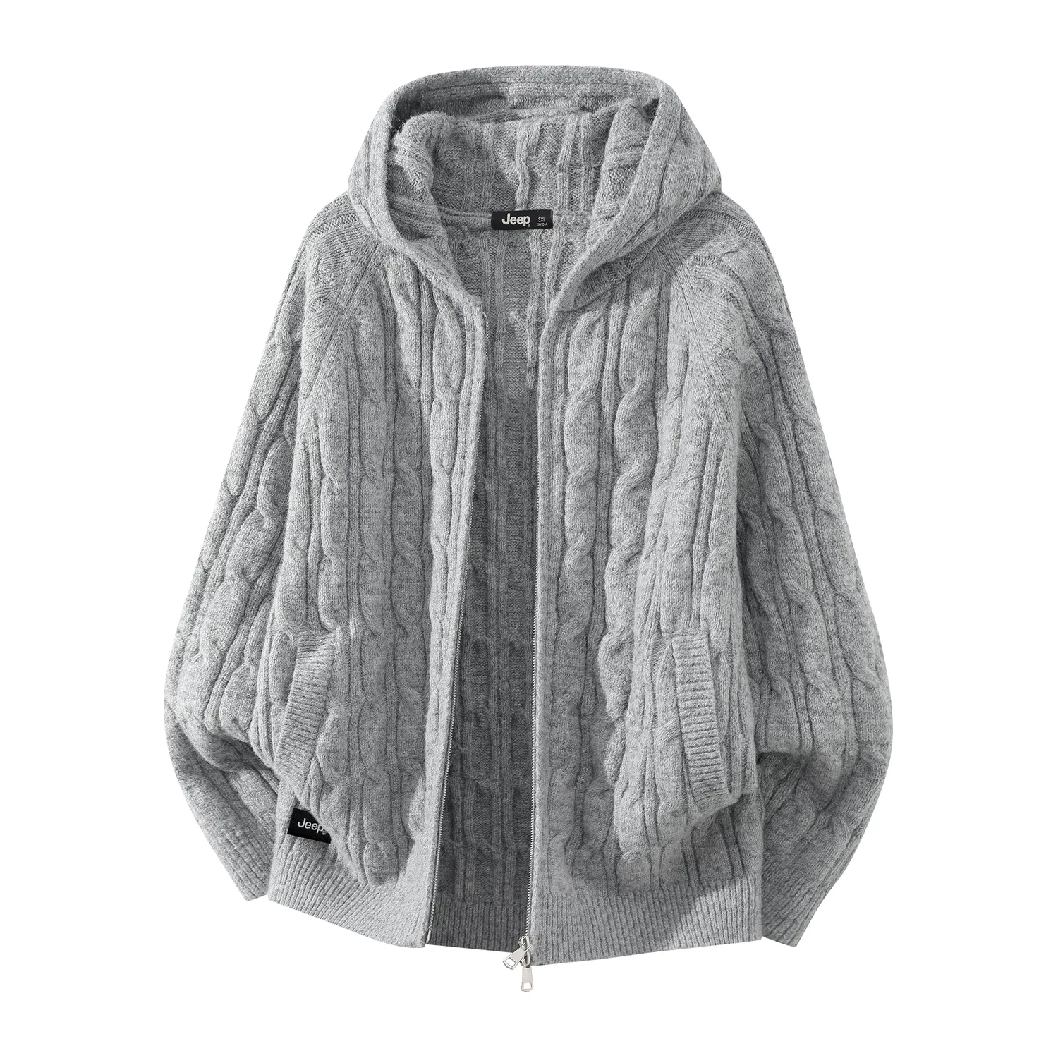 Детский свитшот с капюшоном, утепленный, прямого кроя, Jeep, Light Gray