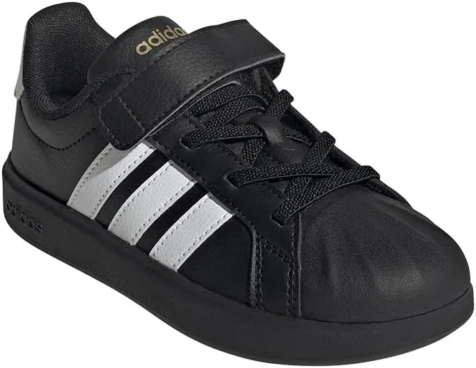 Детские кроссовки для мальчиков с принтом Streettalk adidas, Black/White/Gold Metallic — фото 4