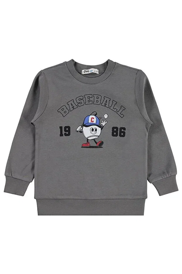 Детские свитшот для мальчиков с принтом Baseball Civil Boys, Gray