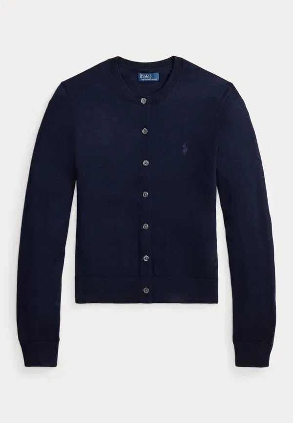 Кардиган из шерсти мериноса Merino wool crewneck cardigan Polo Ralph Lauren, Hunter темно-синий — фото 4