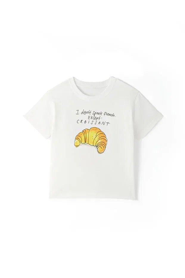 Детская хлопковое футболка без рукавов Croissant mood t-shirt Petit Coral, White