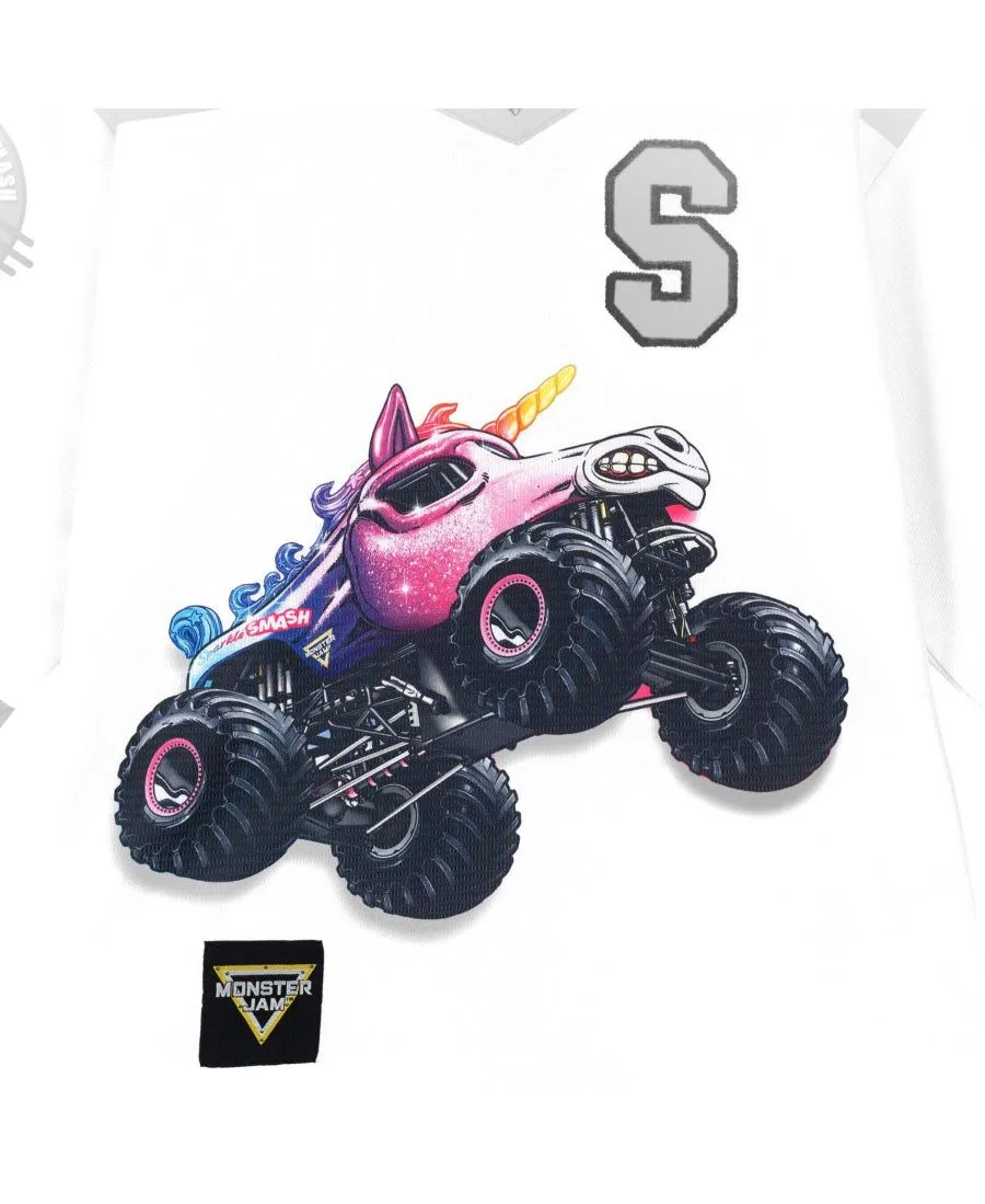 Хоккейная футболка с длинным рукавом, с принтом Monster Jam, Sparkle Smash White — фото 3