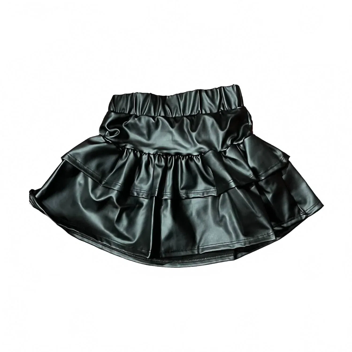 Tweenstyle Детская многоярусная юбка из искусственной кожи, черная