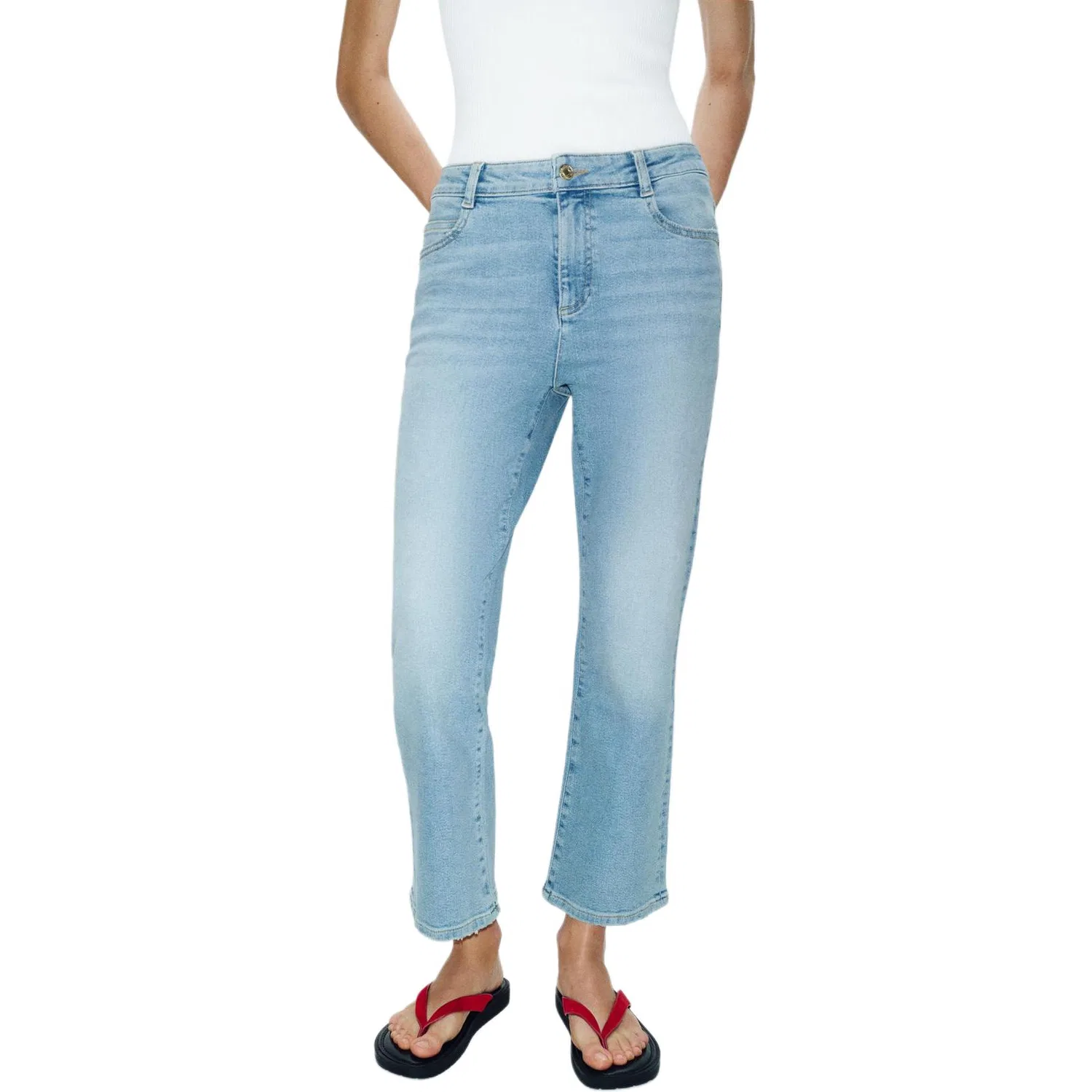 Женские джинсы клеш Light Blue ZARA, Светло-голубой — фото 4
