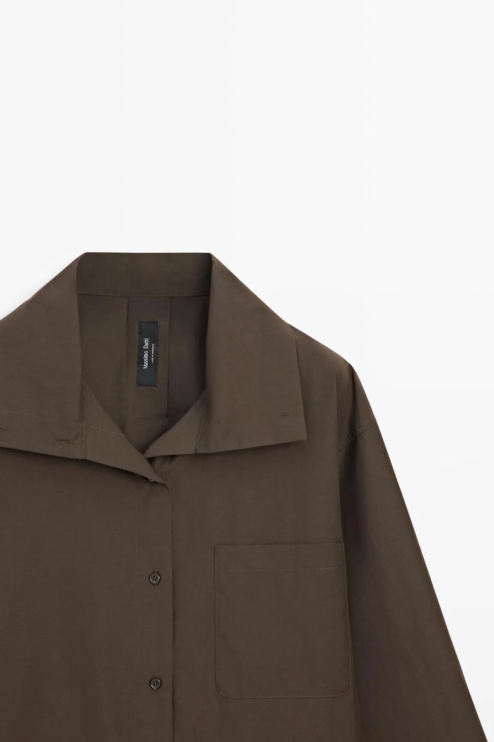 Рубашка Massimo Dutti, с высоким воротником и пряжкой, хаки — фото 4