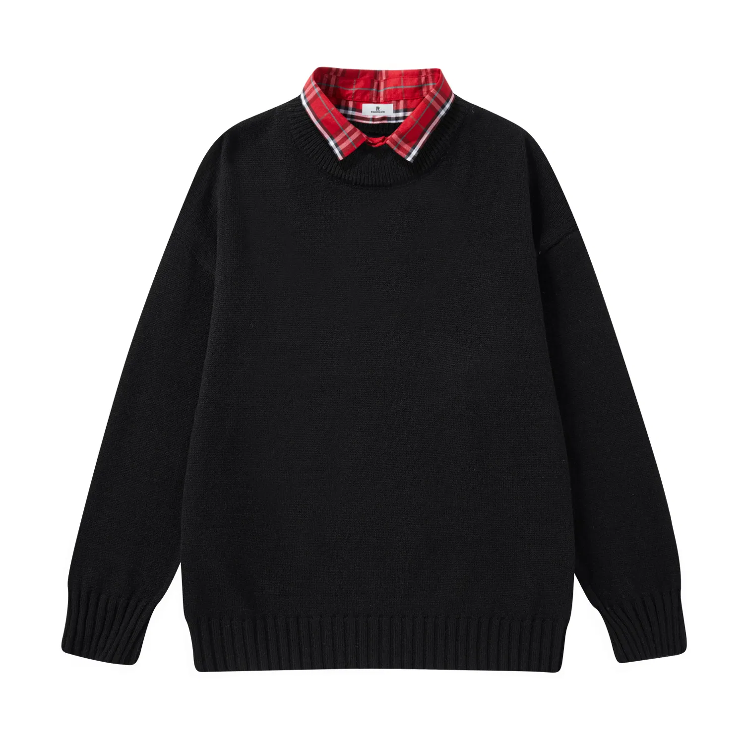 Детское худи с воротником и моделью PAL ONGACO, Ecru Fleece-Lined (Red Checkered Collar) — фото 3