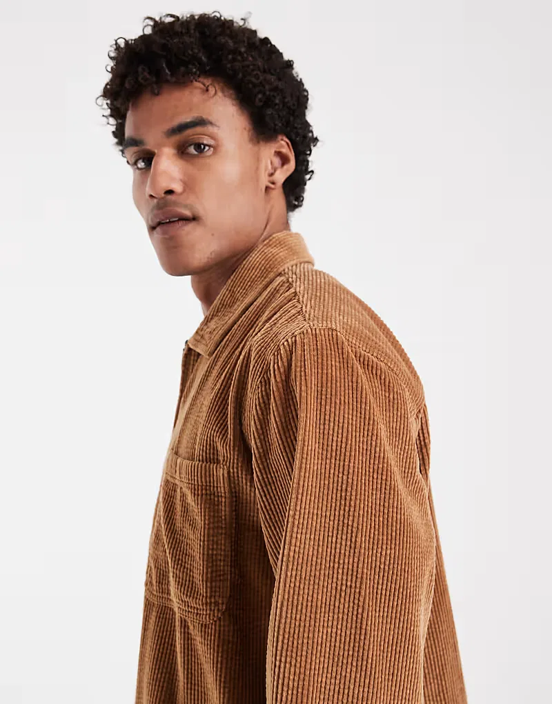 Укороченная вельветовая рубашка Levi's Ports на молнии, коричневый — фото 4