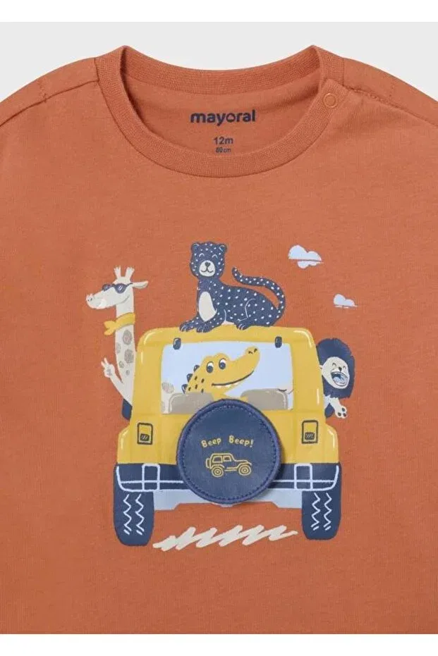 Детская футболка для мальчиков с принтом Interactive Baby Boy T-Shirt Mayoral, Orange — фото 3