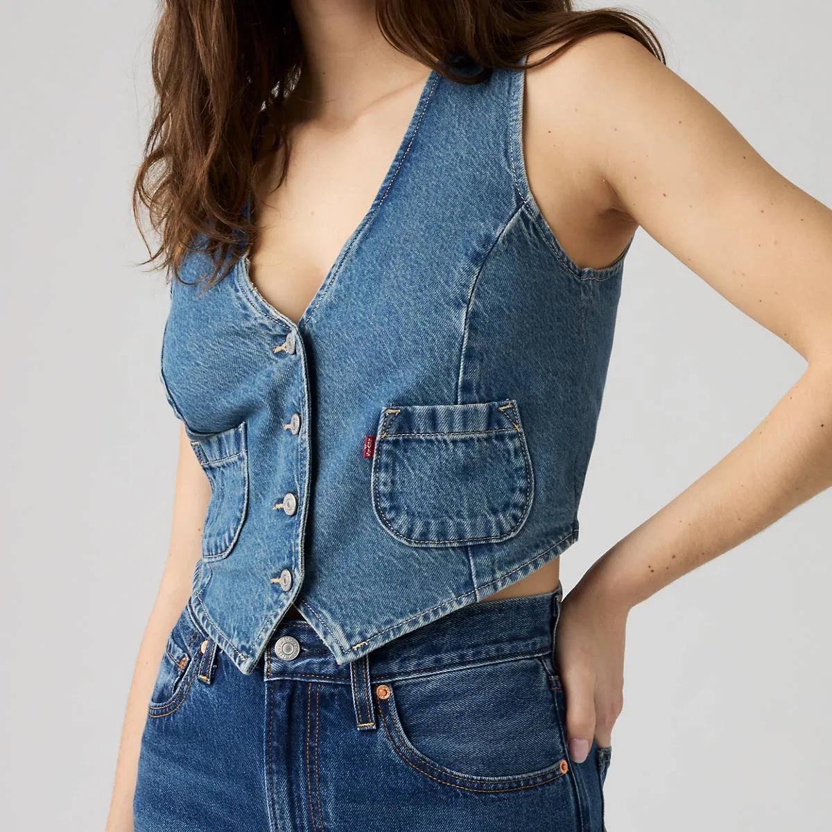 Джинсовый жилет классического кроя Levi's, Let'S Party Vest - Medium Wash — фото 2
