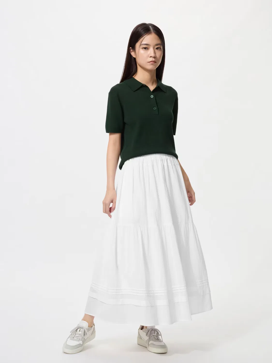 Юбка Uniqlo, макси-юбка, светло-голубой — фото 3