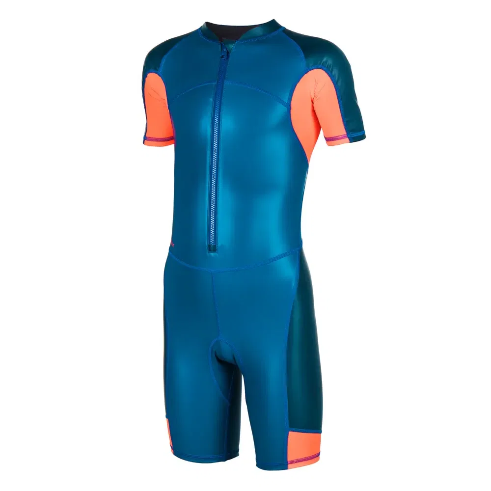 Детский купальник для мальчиков с принтом 100 Collection DECATHLON, Dark Prussian Blue/Dark Navy Blue/Neon Red
