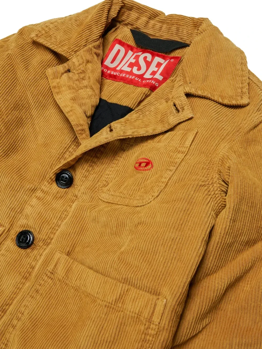 Вельветовая куртка с вышитым логотипом Diesel Kids, коричневый — фото 3
