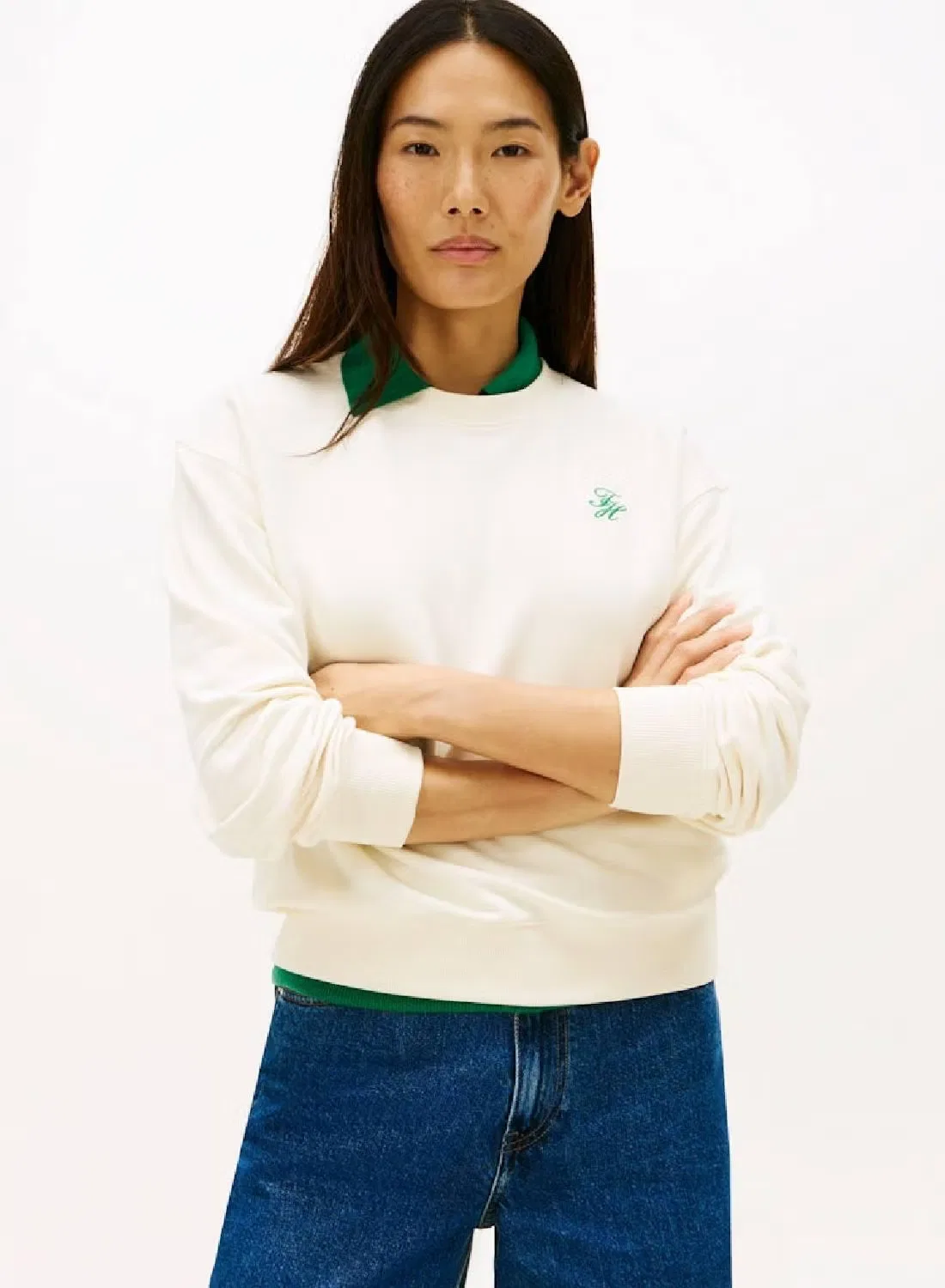 Свитшот с вышитым логотипом Tommy Hilfiger, калико