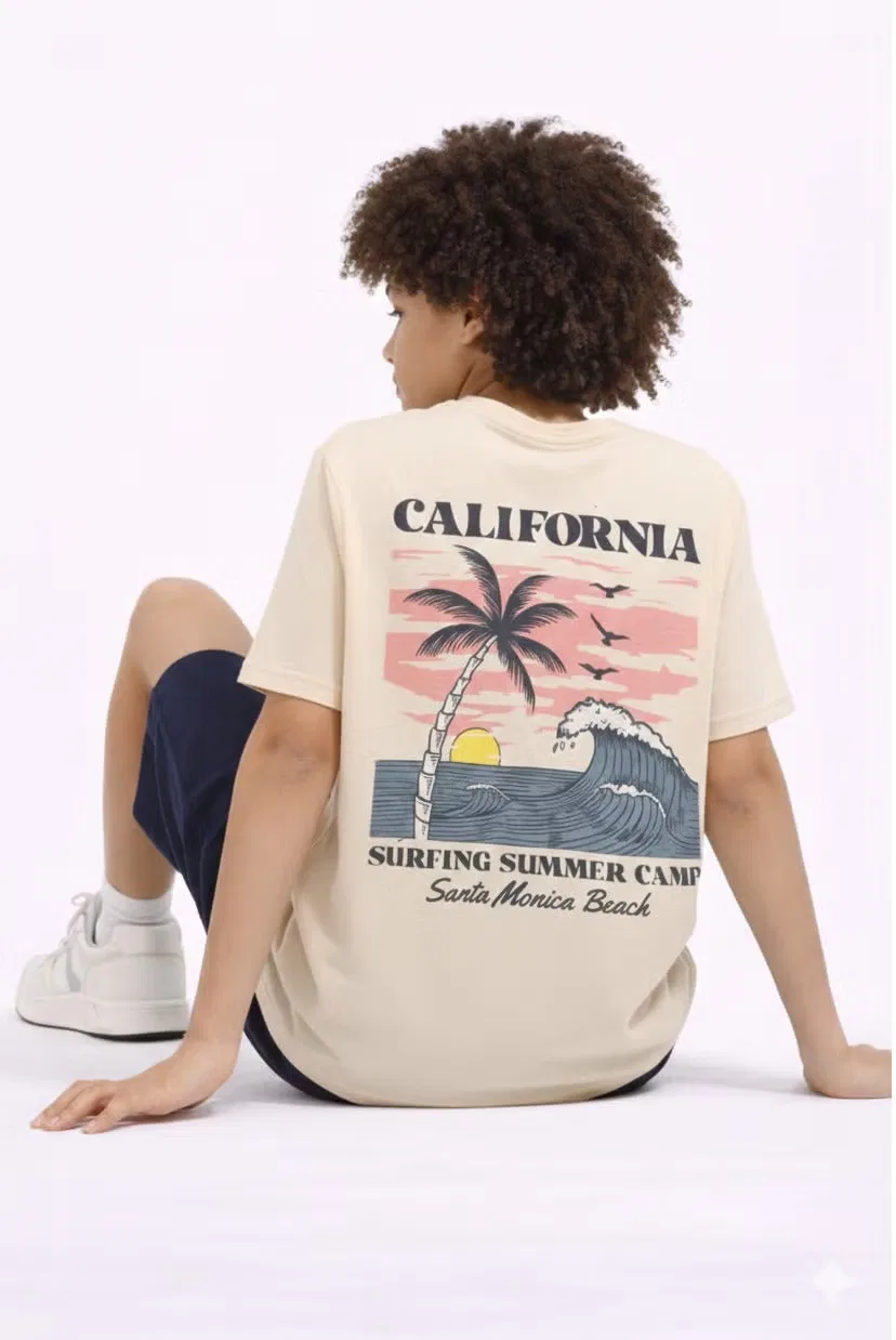 Футболка свободного кроя с принтом California, Victor And Jane, бежевый