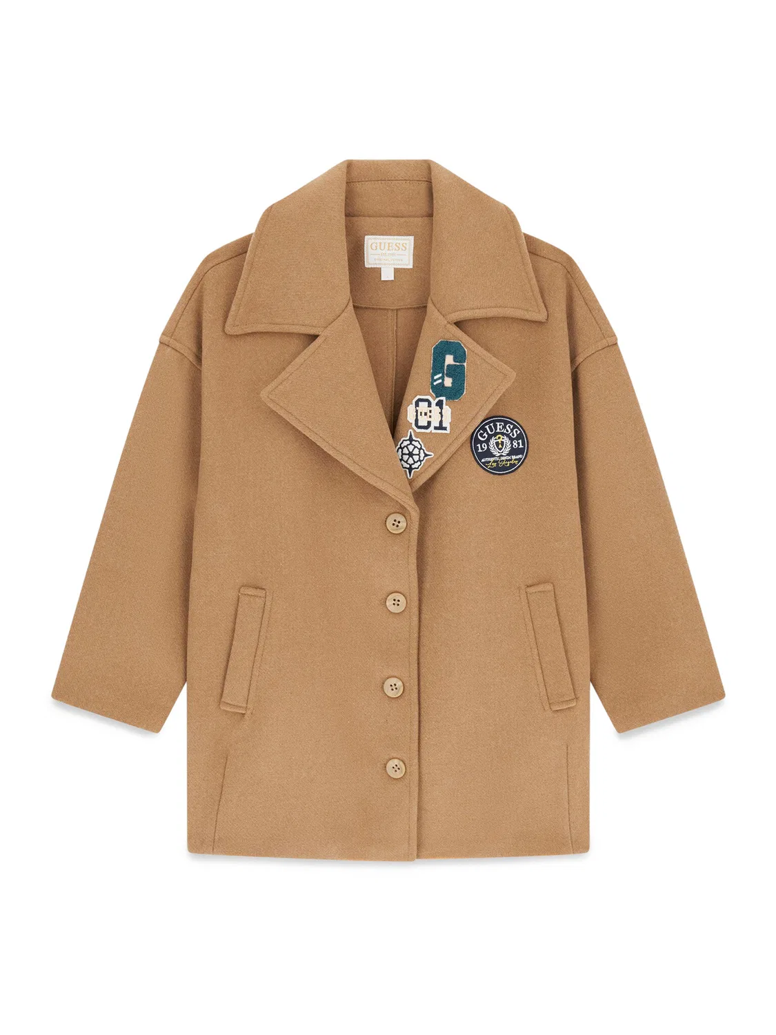 Демисезонное пальто стандартного кроя для девочки Guess, светло-коричневый — фото 3