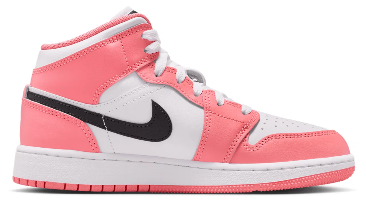 Кроссовки для девочек AJ1 Mid Jordan, цвет Pink Gaze/Black/White