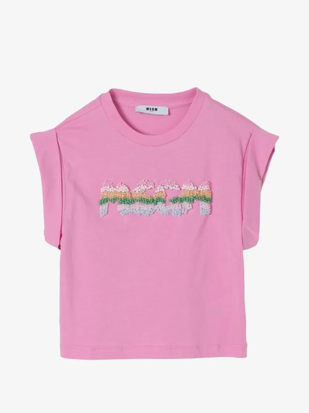 Футболка с подвернутыми рукавами MSGM Kids, розовый