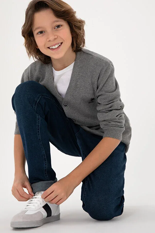 Детский кардиган для мальчиков с длинным рукавом U.S. Polo Assn., Gray Melange