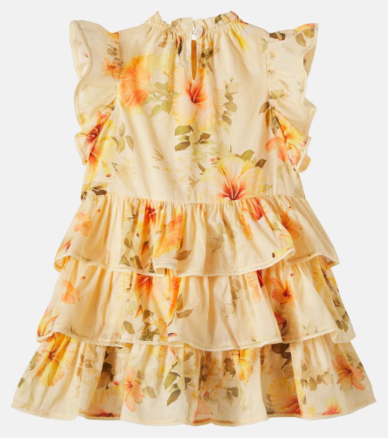 Платье хлопковое с цветочной оборкой Mahon Zimmermann Kids, желтый — фото 3
