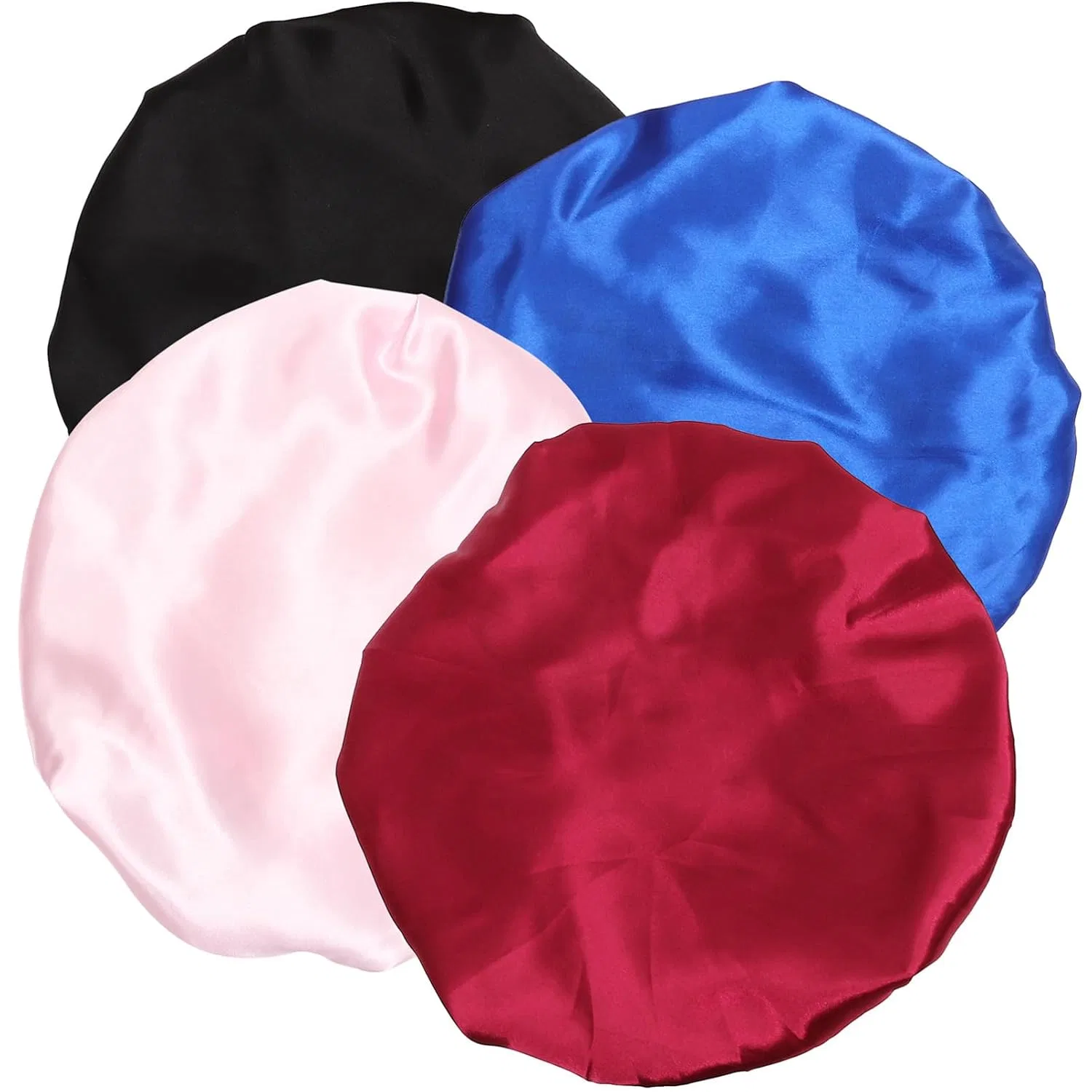 Шапочка для душа Satin, 4 шт, Veemoon, 28x28 см, Черный, Бордовый, Розовый