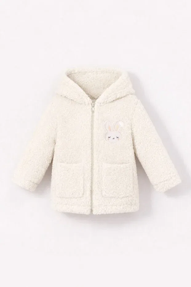 Детский кардиган для девочек с вышивкой кролика Bubito, White