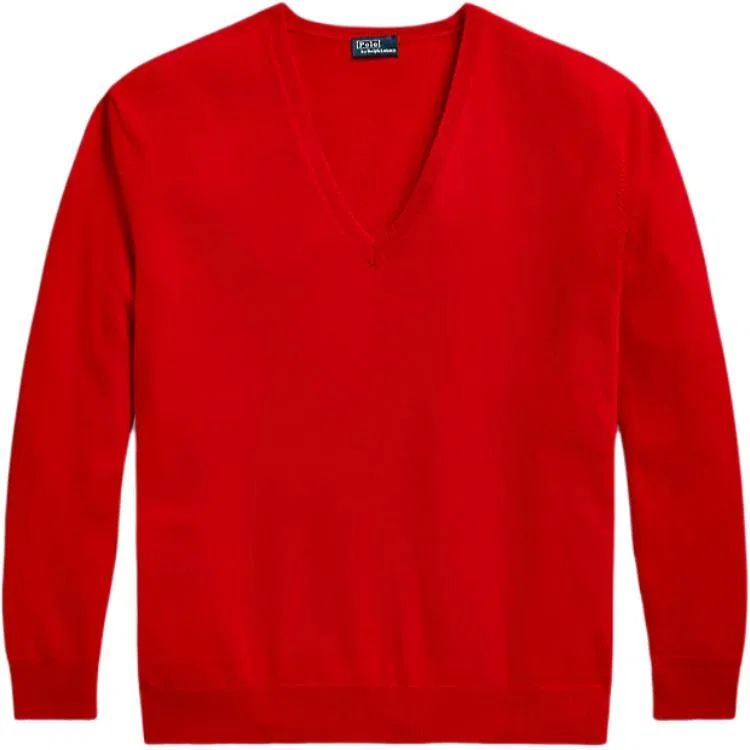Женский свитер из кашемира свободного кроя с V-образным вырезом Polo Ralph Lauren, Red