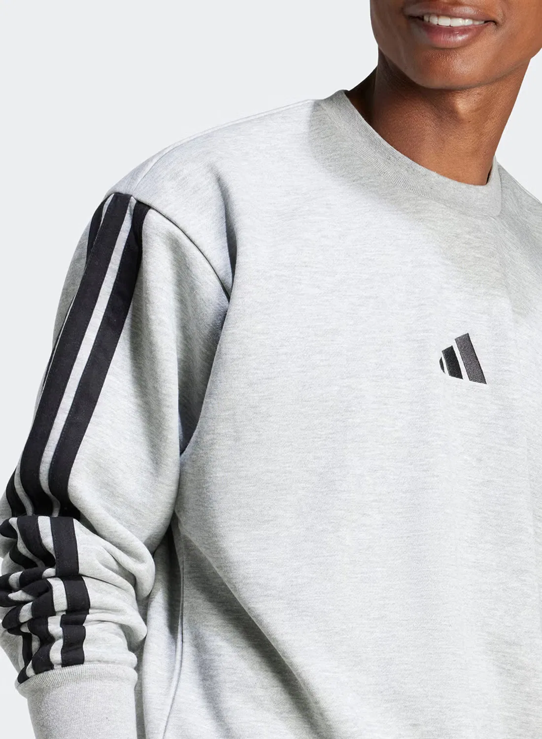 Свитшот с принтом 3-Stripes essential fleece Adidas, серый — фото 4