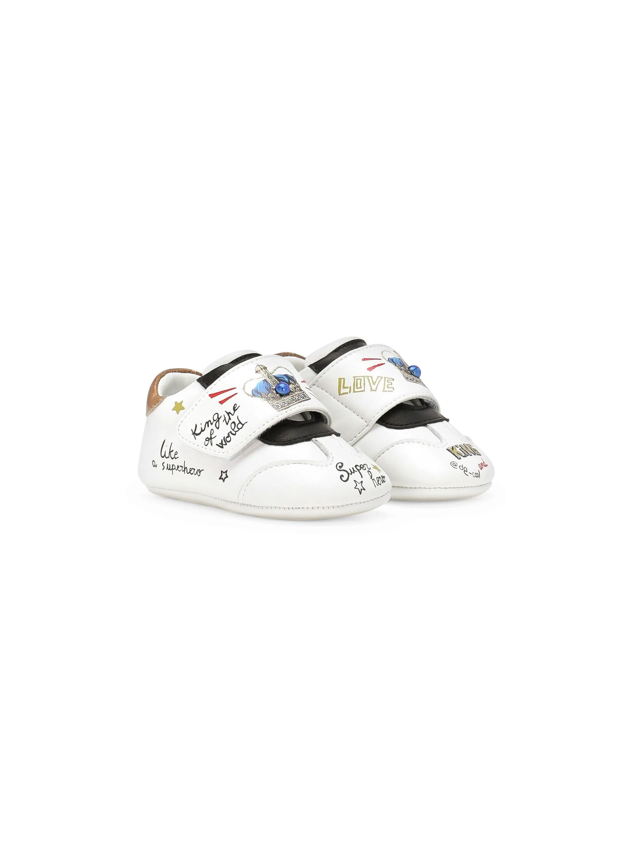 

Кеды на липучках с графичным принтом Dolce & Gabbana Kids, белый