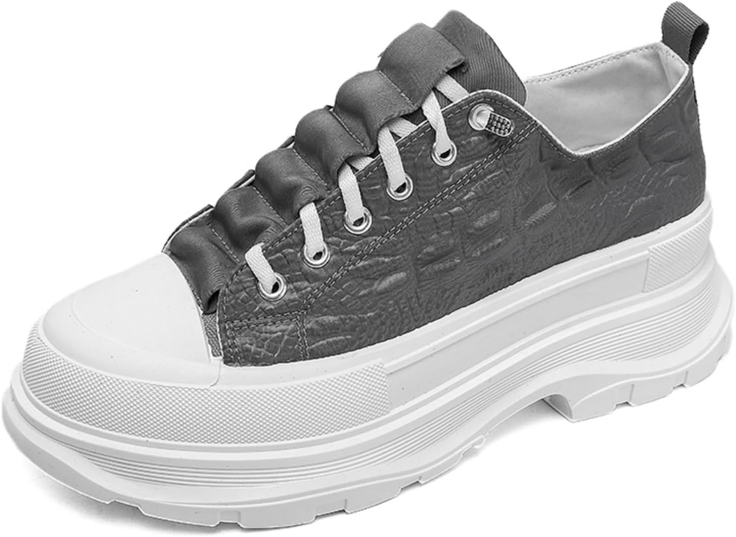 

Мужская повседневная обувь: кроссовки с толстой подошвой, текстурированная ткань с узором крокодила и белая резиновая подошва, мягкие противоскользящие туфли для ходьбы для повседневной ношения и моды на свежем воздухе Kelibasi