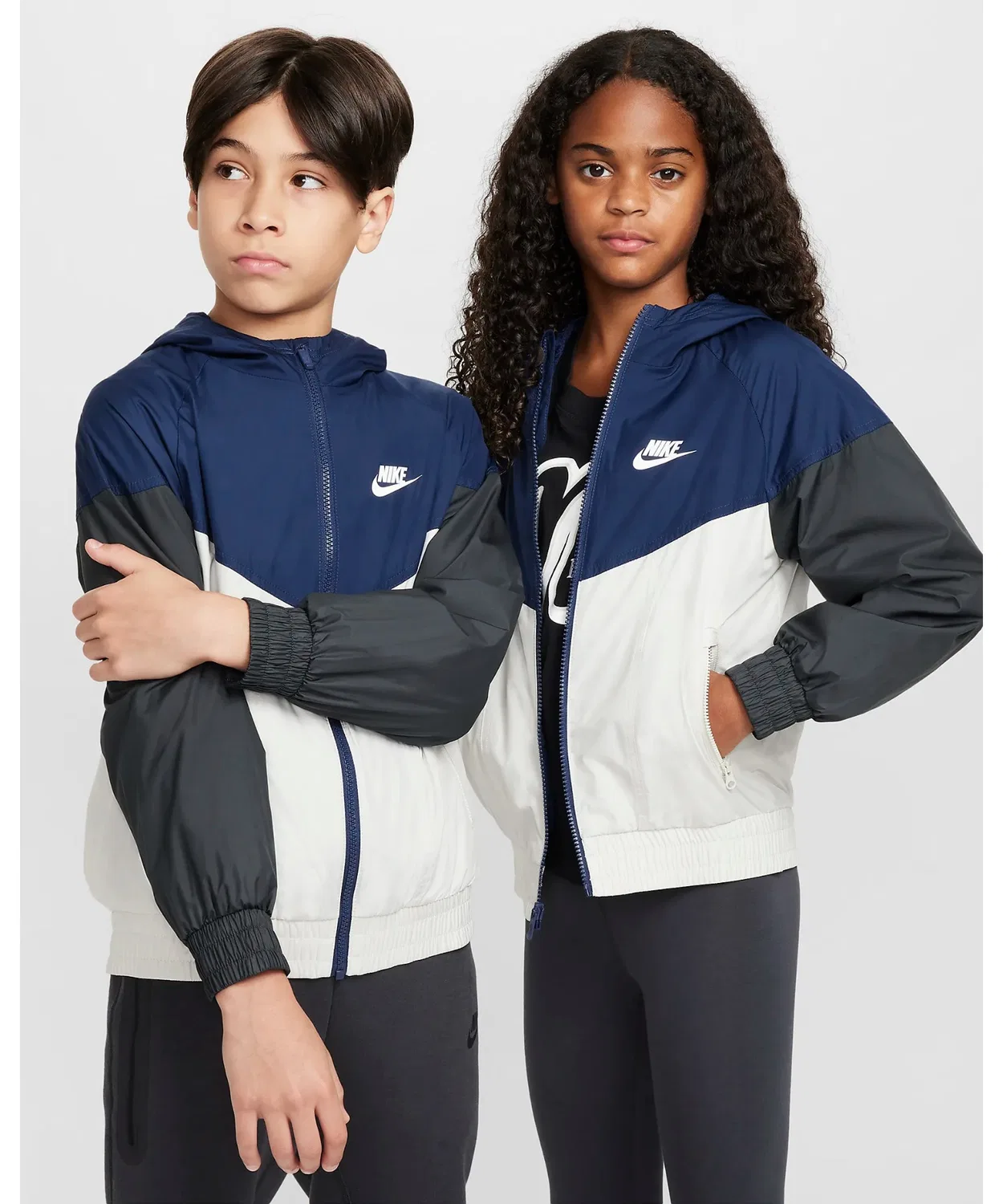 Детская куртка Nike NSW WR Hoodie Jacket, белый с серым — фото 2