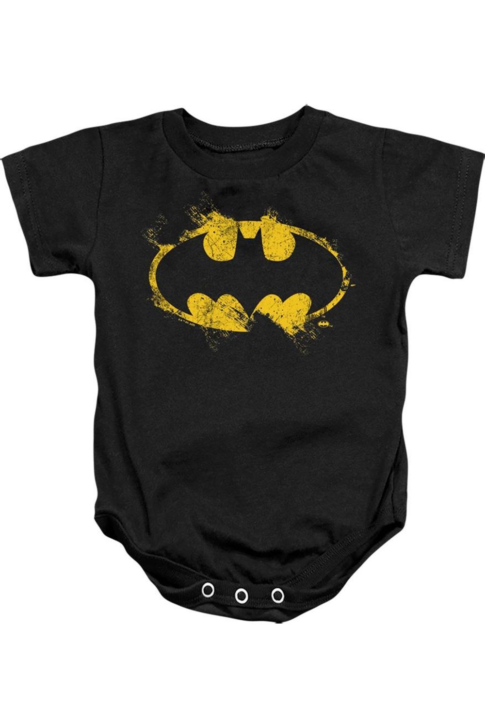 

Детский комбинезон на кнопках с логотипом Бэтмена (малярный валик) Gildan, черный