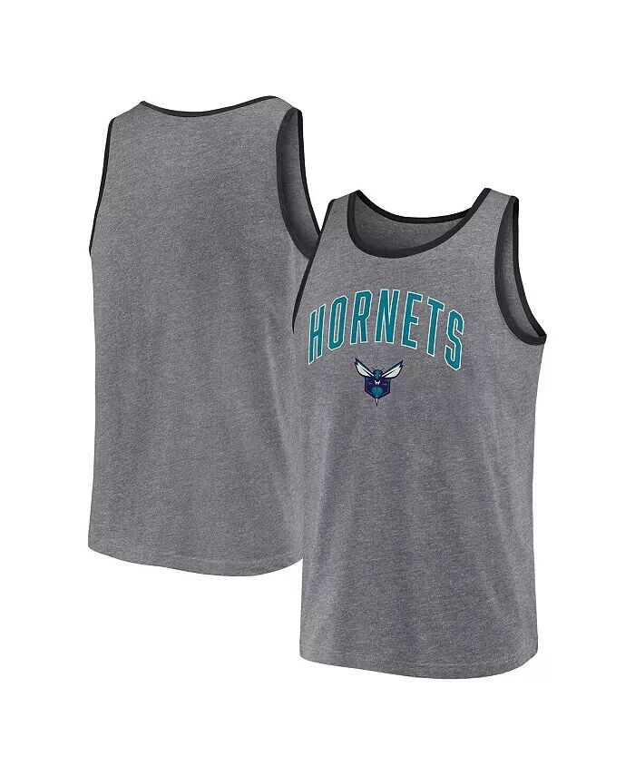

Мужская майка с логотипом Charlotte Hornets серо-хизерового цвета Fanatics, серый