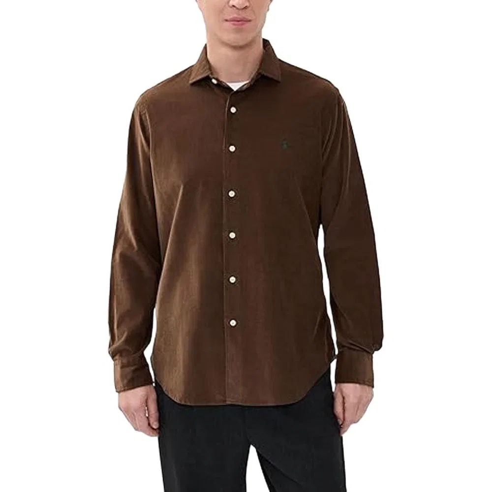 Рубашка из вельвета с вышивкой пони Polo Ralph Lauren, Brown