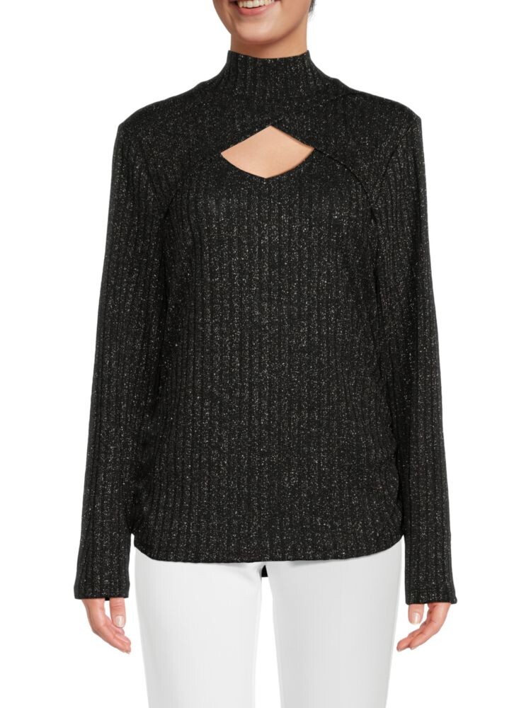 

Свитер с воротником-стойкой и эффектом металлик Keyhole Dkny, цвет Black Silver