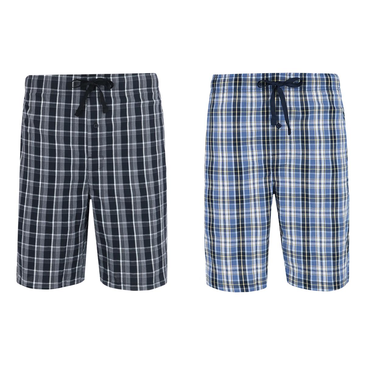 

Мужские тканые шорты в клетку без тегов (упаковка из 2 шт.) Hanes, цвет blue/black plaid
