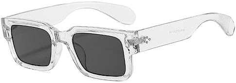 

Солнцезащитные очки для женщин в винтажном стиле с цветовыми блоками, солнцезащитные очки для мужчин с заклепками, черные с прозрачными линзами MTZJH, Transparent Gray