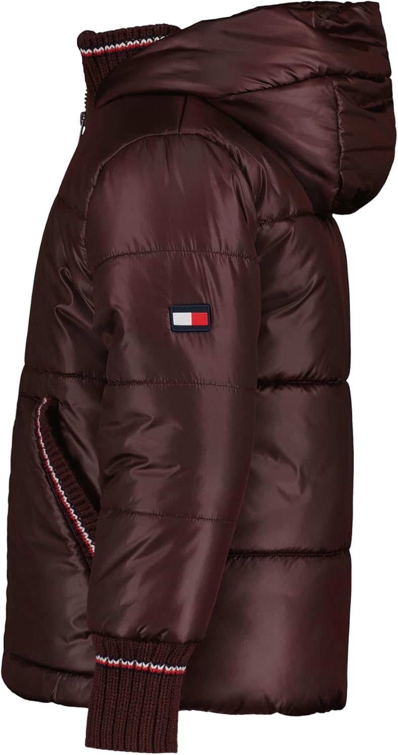 Укороченная куртка Tommy Hilfiger для девочек из плотной ткани с флисовой подкладкой, Fudge — фото 2