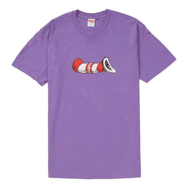 

Футболка fw18 cat in the hat tee purple short sleeve Supreme, фиолетовый