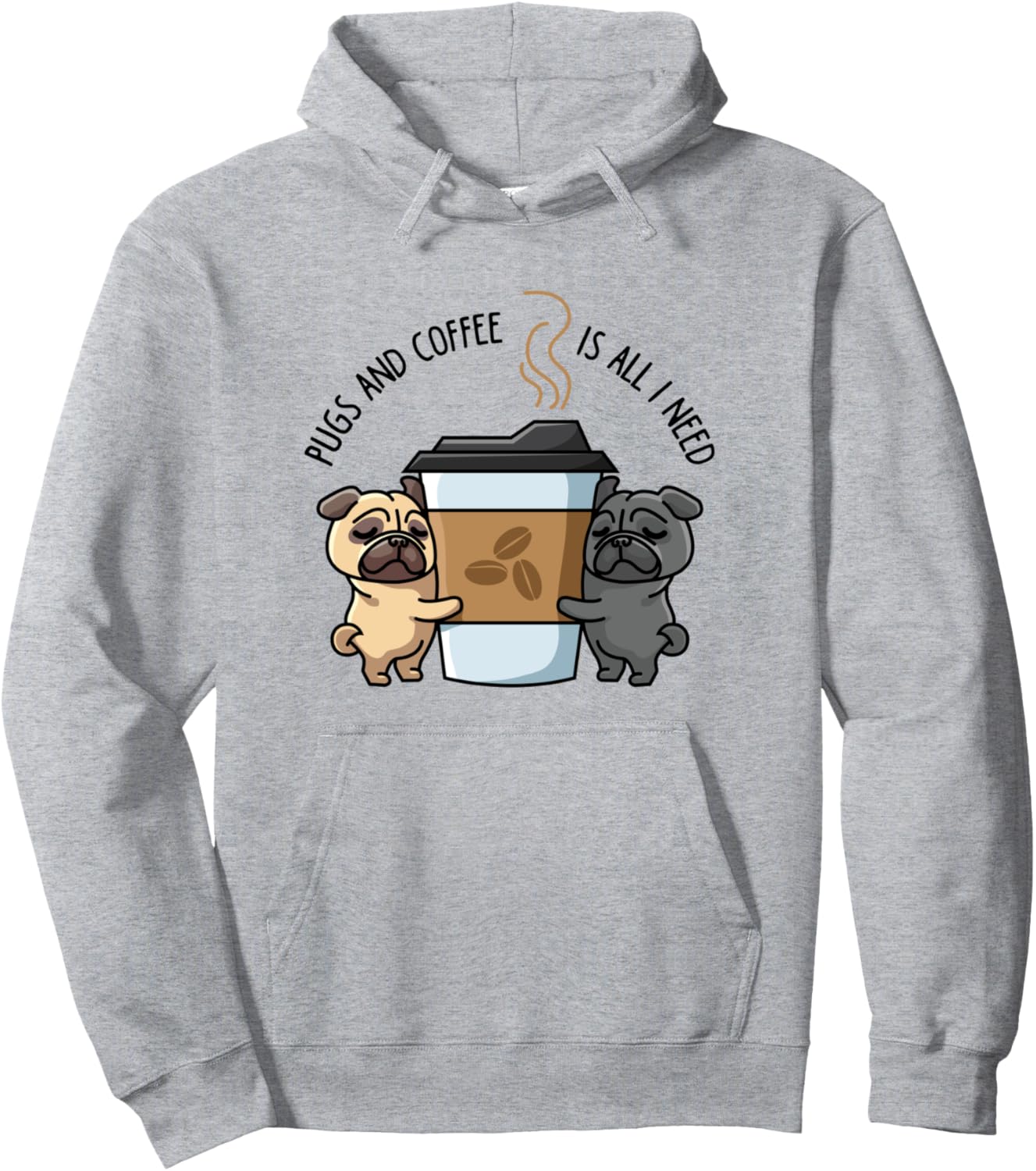 

Все, что вам нужно, это 2 мопса и толстовка с кофейным принтом, серая Pugs And Coffee Designs, Серый, Все, что вам нужно, это 2 мопса и толстовка с кофейным принтом, серая Pugs And Coffee Designs
