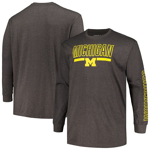 

Мужская футболка с длинным рукавом michigan wolverines big & tall two-hit graphic Unbranded