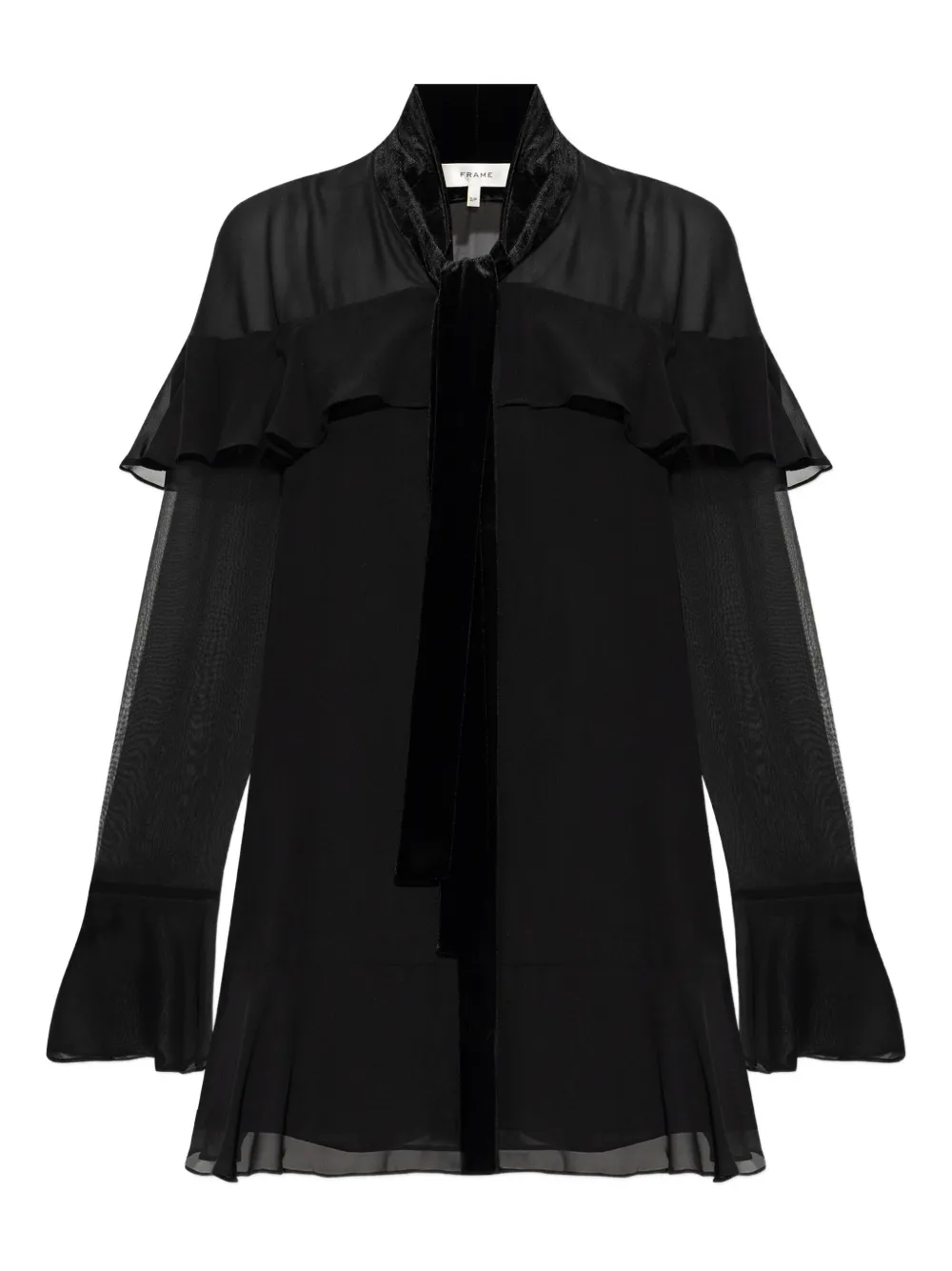 

Платье с оборками и завязкой на шее Frame, черный