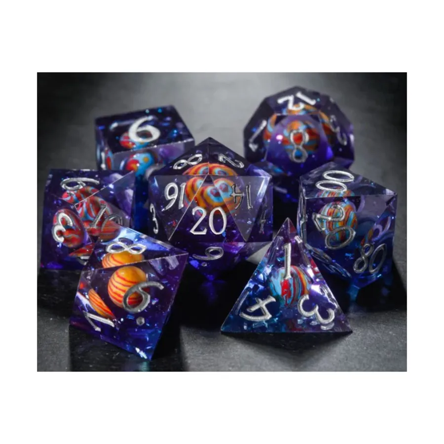 

Набор Poly Set — Планета Галактика с серебром (7), Resin Dice (Crystal Maggie)