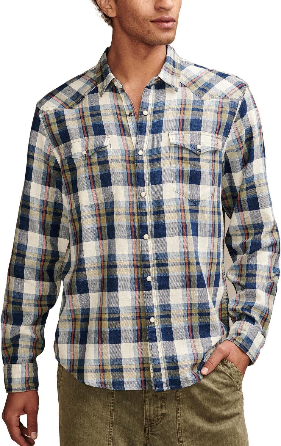 

Рубашка Lucky Brand Plaid Indigo Western Shirt, цвет Indigo/Green