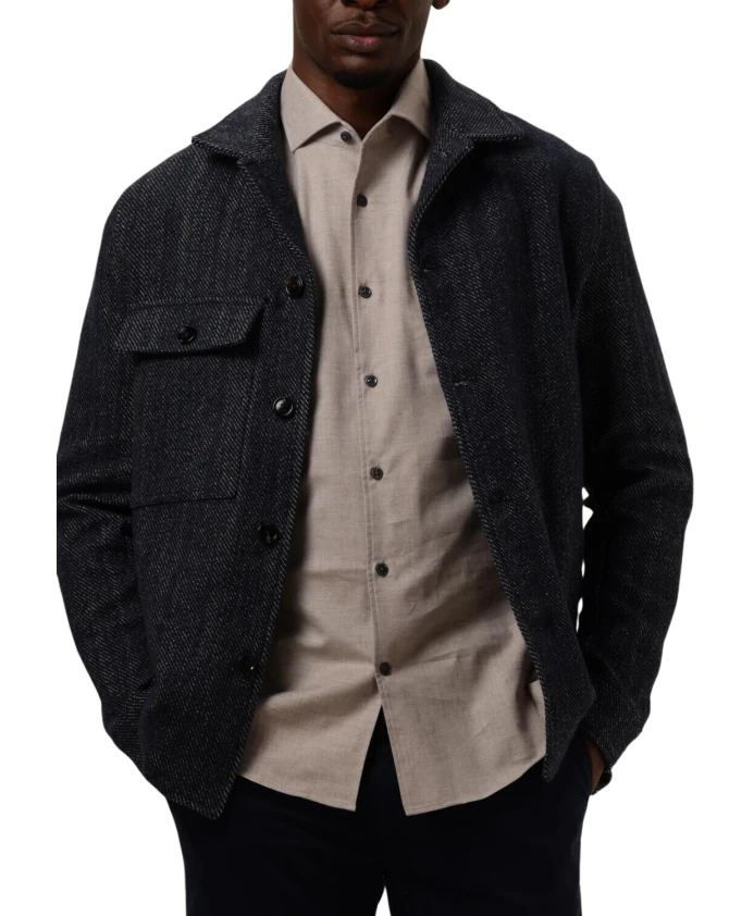 

Мужская рубашка-куртка из бежевой саржи Profuomo, синий