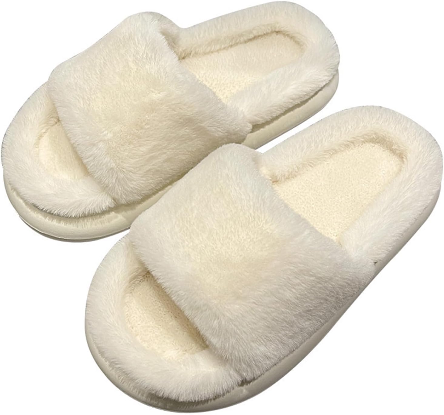 

Женские и мужские тапочки Мягкие пушистые домашние тапочки Плюшевые уютные тапочки с открытым носком Мягкие домашние обувь Комфортные для дома и улицы На ноге Дышащие обувь с толстой подошвой (36/37 EU, белый) Znel